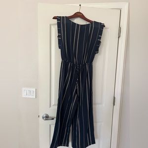 Women’s blue striped jumpsuit